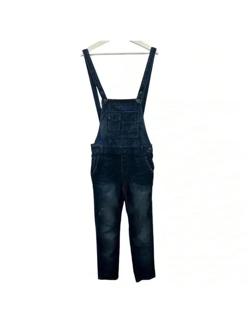 Free People Women’s Distressed Denim Stretch Pockets Brady Overalls Size 28